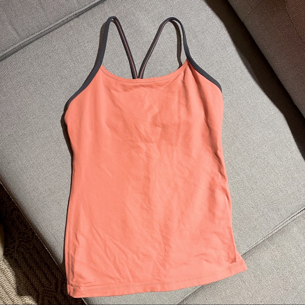 Pink lululemon pink racer back athletic tank (with shelf bra), S